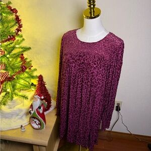 Maroon Leopard Print Long Sleeve Top or Dress
